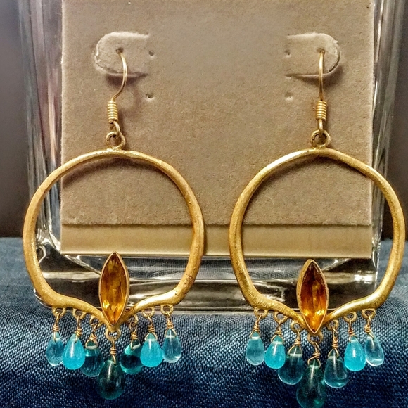 Nordstrom Jewelry - Boho Festival Gold Topaz And Amber Hoop Earrings